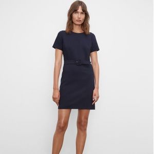 Club Monaco Navy Belted Tailored Mini Dress